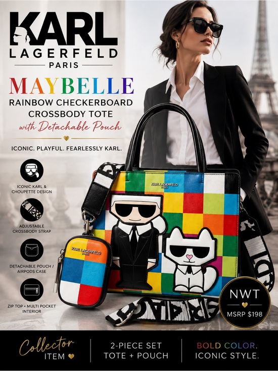 Karl Lagerfeld Handbags - Karl Lagerfeld Paris Maybelle Rainbow Tote Crossbody Bag NWT With Pouch